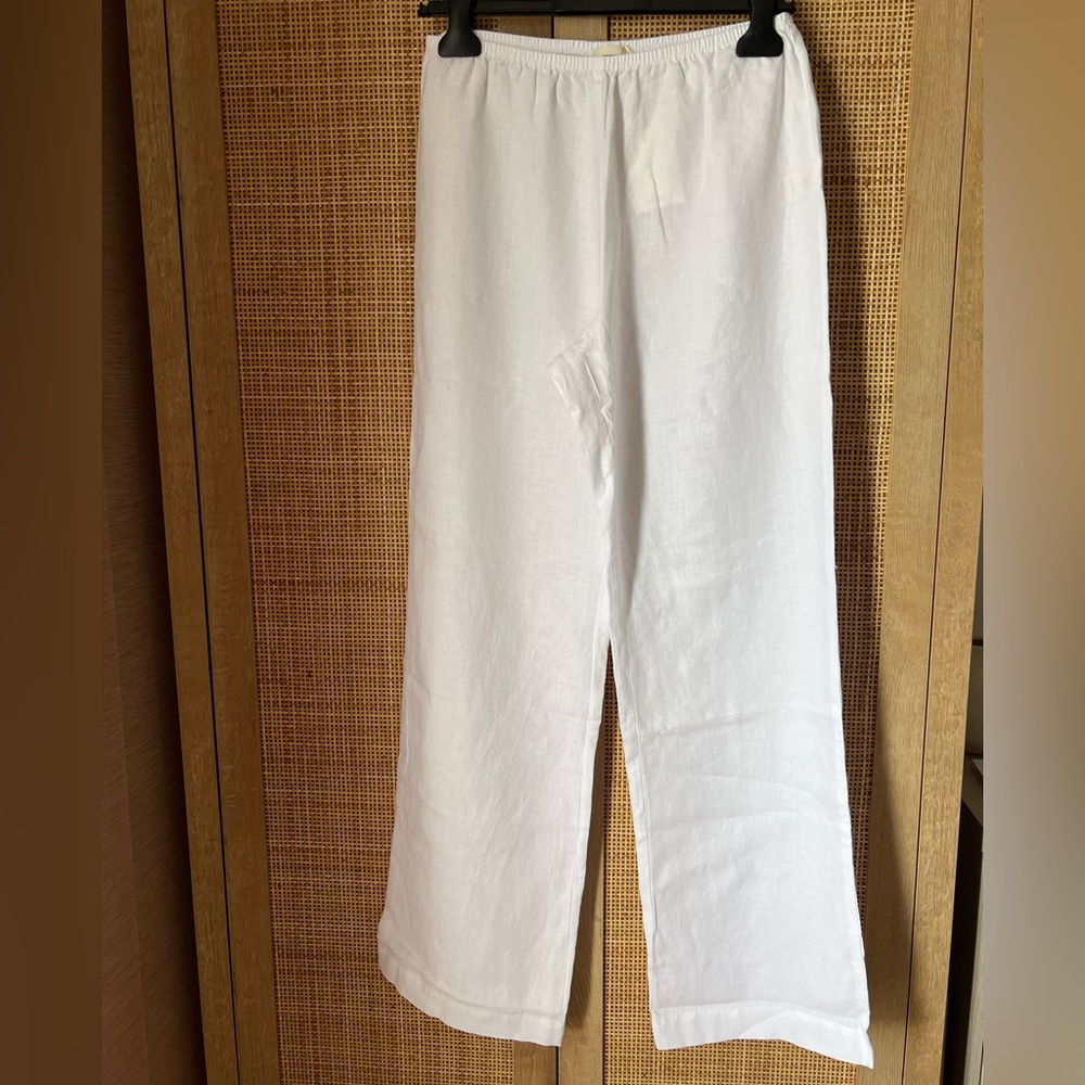 DONNI. Powder White Linen Trousers Simple Pant size S